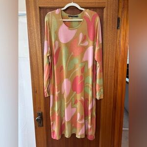 Gudrun Sjoden Long Sleeve Dress - Pink and Green Floral